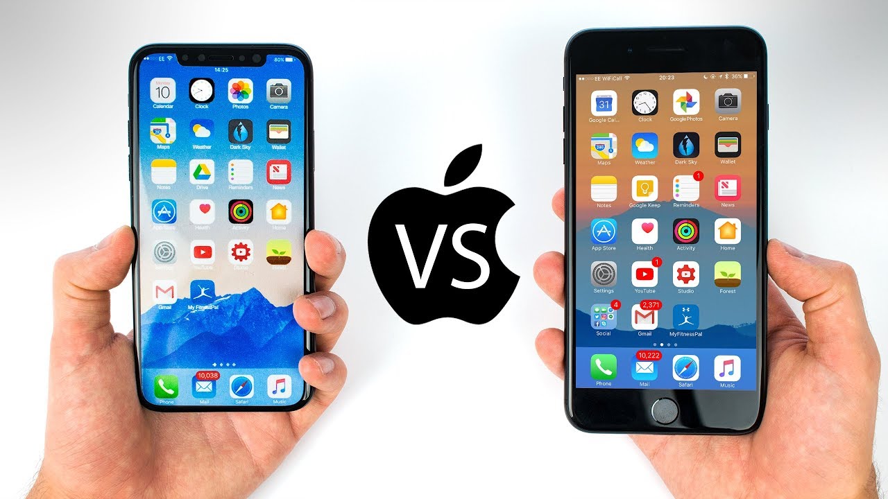 iPhone X (kiri) vs iPhone 8 (kanan)