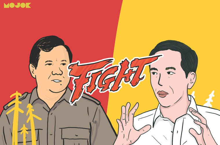 Baju putih Jokowi vs baju safari Prabowo MOJOK.CO