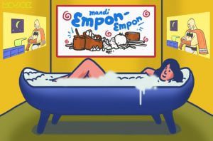 ilustrasi Anya Geraldine VS Kevin Aprilio dalam Pertarungan Duta Mandi Nasional mojok.co