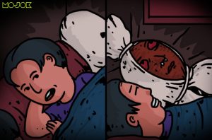 Ditemani Tidur Pocong yang Mata Kirinya Hampir Copot