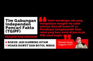 Tragedi Kanjuruhan Diserang Hoaks: Iklan Rokok Disalahkan, Hoaks Dawet dan Botol Miras Didiamkan
