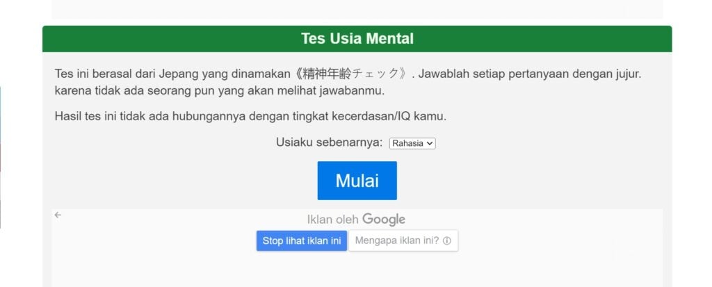 mental age test mojok.co