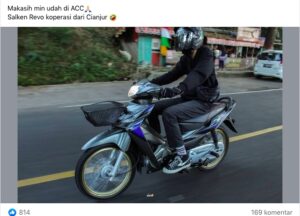 Salah satu tangkapan layar di grup otomotif di Facebook. Honda Revo memang identik dengan motor yang digunakan pegawai koperasi sehingga muncul istilah Revo Koperasi. MOJOK.CO