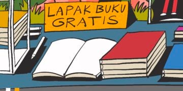 Lapak Buku Bacaan Gratis di Tunjungan Surabaya. MOJOK.CO