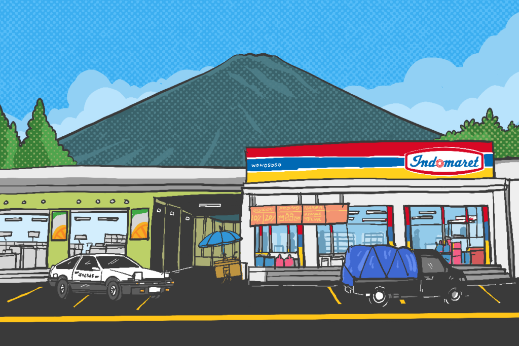 Menikmati Pentol Kuah dengan “Vibes Gunung Fuji” di Indomaret Viral Wonosobo.MOJOK.CO