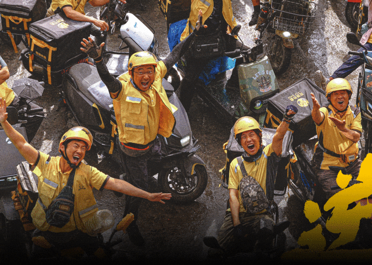 Para pekerja ojol dalam film Upstream. MOJOK.CO