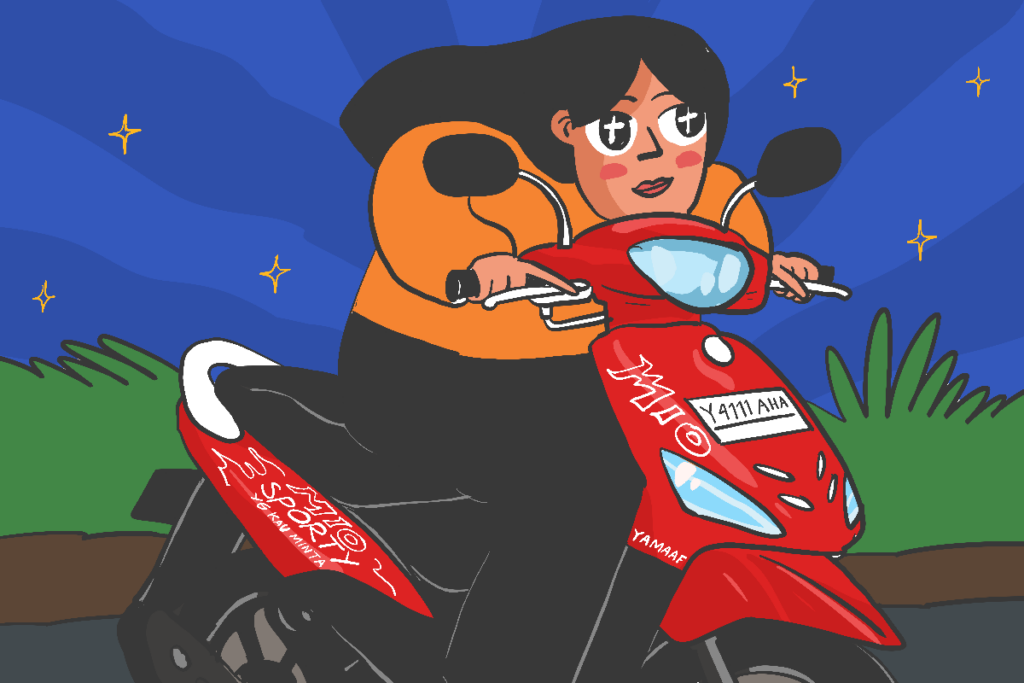 Pengalaman pertama bisa naik motor Yamaha Mio di Surabaya. MOJOK.CO