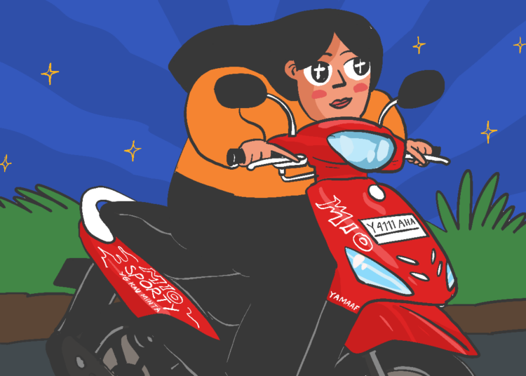 Pengalaman pertama bisa naik motor Yamaha Mio di Surabaya. MOJOK.CO