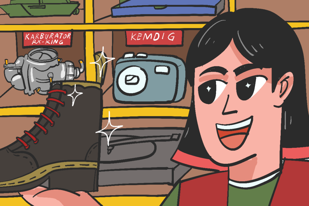 Gen Z beli barang antik di Pasar Senthir Jogja. MOJOK.CO