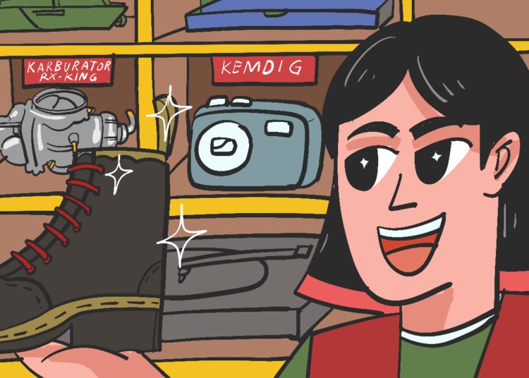 Gen Z beli barang antik di Pasar Senthir Jogja. MOJOK.CO