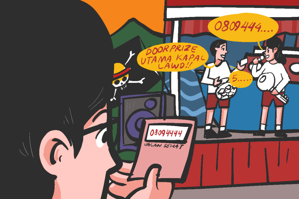 kupon doorprize nggak guna saat karnaval. MOJOK.CO