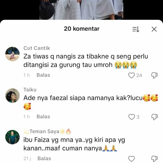 Tangkapan layar komentar di TikTok atas viralnya Gus Iqdam dan Faizal MOJOK.CO