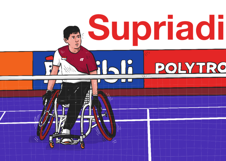 Perjalanan hidup Supriadi menjadi atlet bulu tangkis kursi roda dan tampil di event internasional seperti Polytron Indonesia Para Badminton 2025 Solo MOJOK.CO