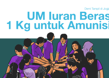 Semangat pemain dan pelatih Universitas Negeri Malang (UM) sebelum bertanding. MOJOK.CO