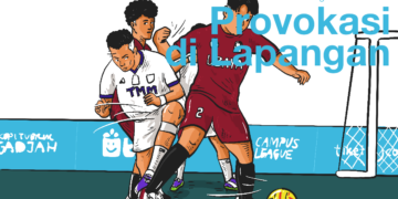 Lapangan futsal untuk kompetisi antar kampus atau mahasiswa penuh emosi dan tensi tinggi MOJOK.CO