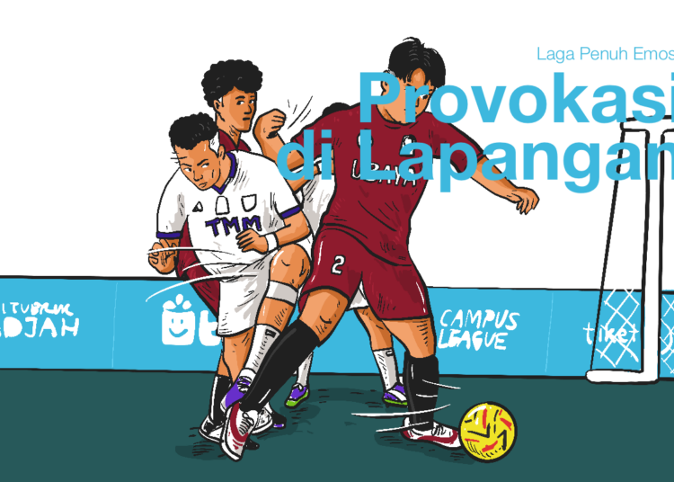 Lapangan futsal untuk kompetisi antar kampus atau mahasiswa penuh emosi dan tensi tinggi MOJOK.CO