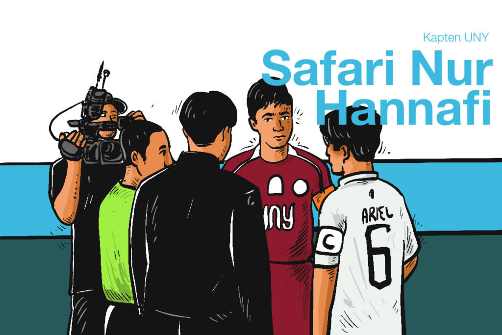 Safari Nur Hannafi (22) (merah), kapten tim futsal UNY MOJOK.CO