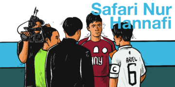 Safari Nur Hannafi (22) (merah), kapten tim futsal UNY MOJOK.CO