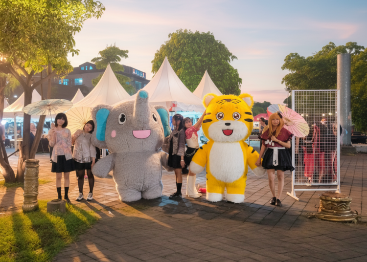 Berfoto dan menyapa langsung karakter ikon Solo Safari, Jaja & Friends MOJOK.CO