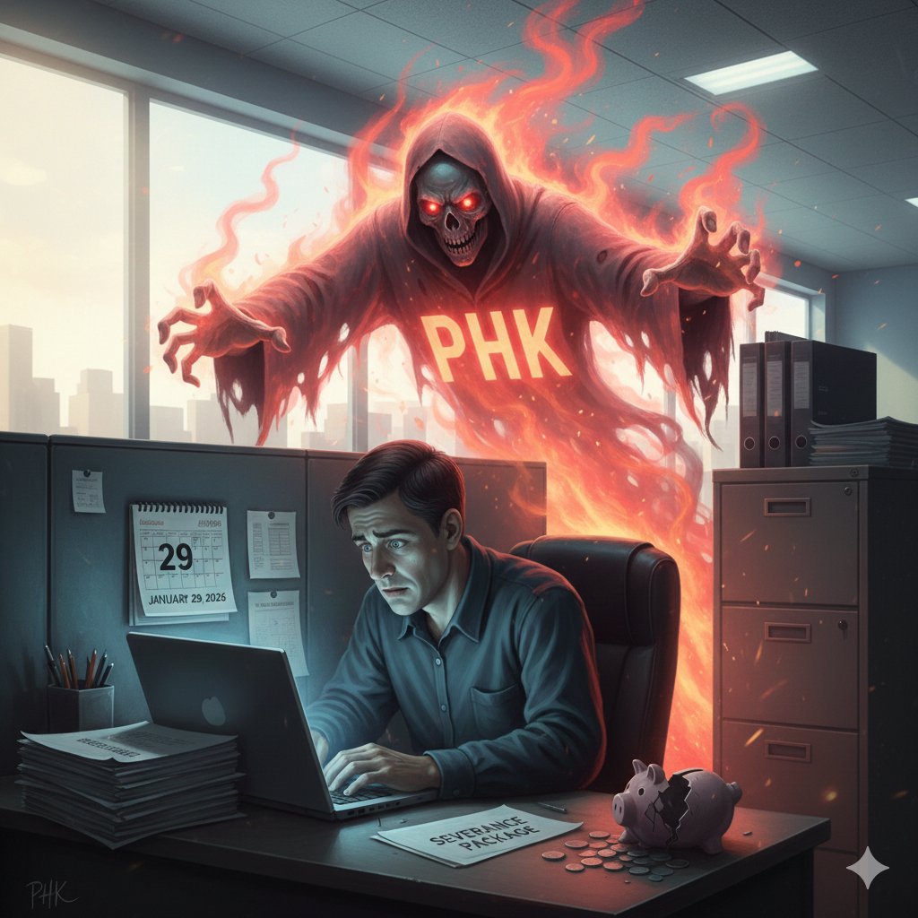 Ilustrasi PHK bak hantu di balik meja kerja MOJOK.CO