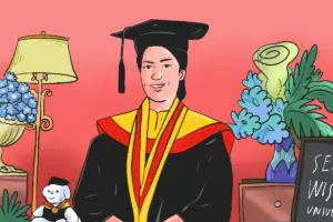 Olin, wisudawan terbaik Universitas Muhammadiyah Madiun (UMMAD) pada 2025. MOJOK.CO