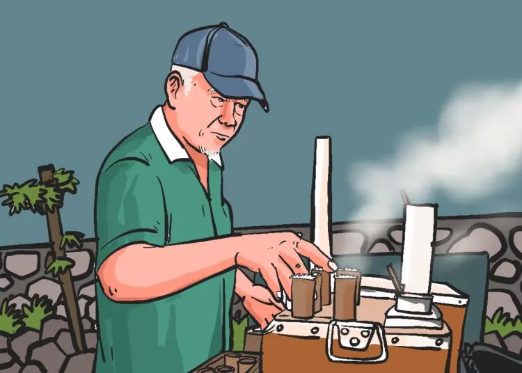 Penjual kue putu di Jogja. MOJOK.CO