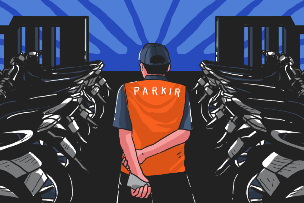 Tukang parkir coffe shop di Jogja