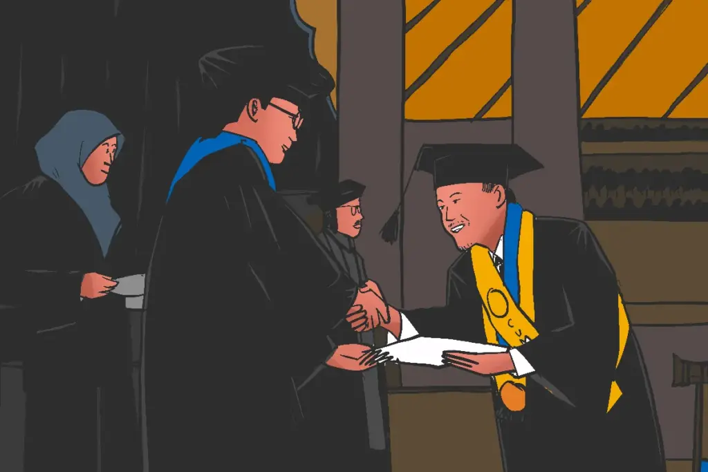 Rif'an lulus sarjana UGM dengan beasiswa. MOJOK.CO