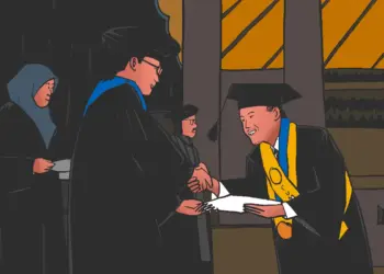 Rif'an lulus sarjana UGM dengan beasiswa. MOJOK.CO