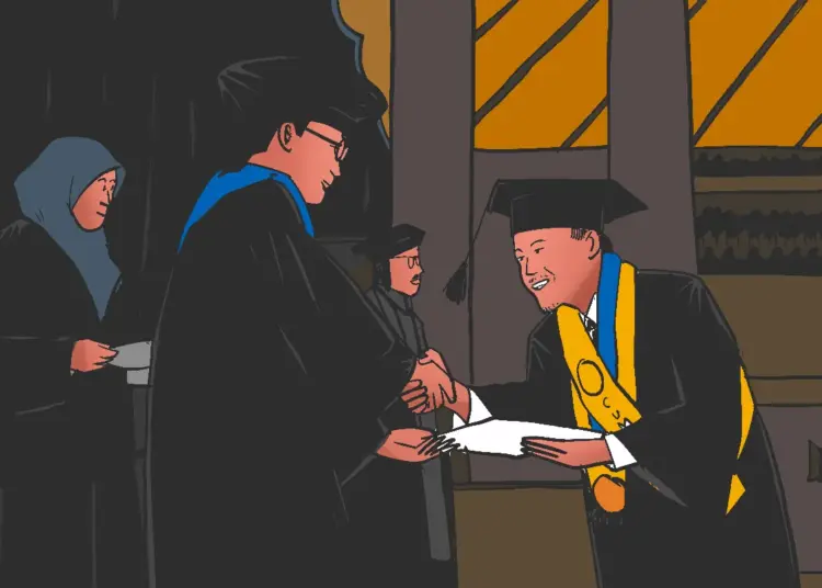 Rif'an lulus sarjana UGM dengan beasiswa. MOJOK.CO