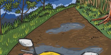 Jalan rusak di Taniwel, Maluku. MOJOK.CO