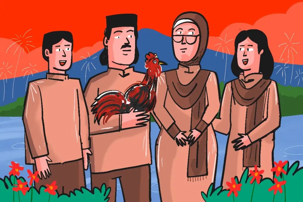Potret kasih sayang keluarga (ayah, ibu, dan anak) dalam momen mudik Lebaran (Mojok.co/Ega Fansuri)
