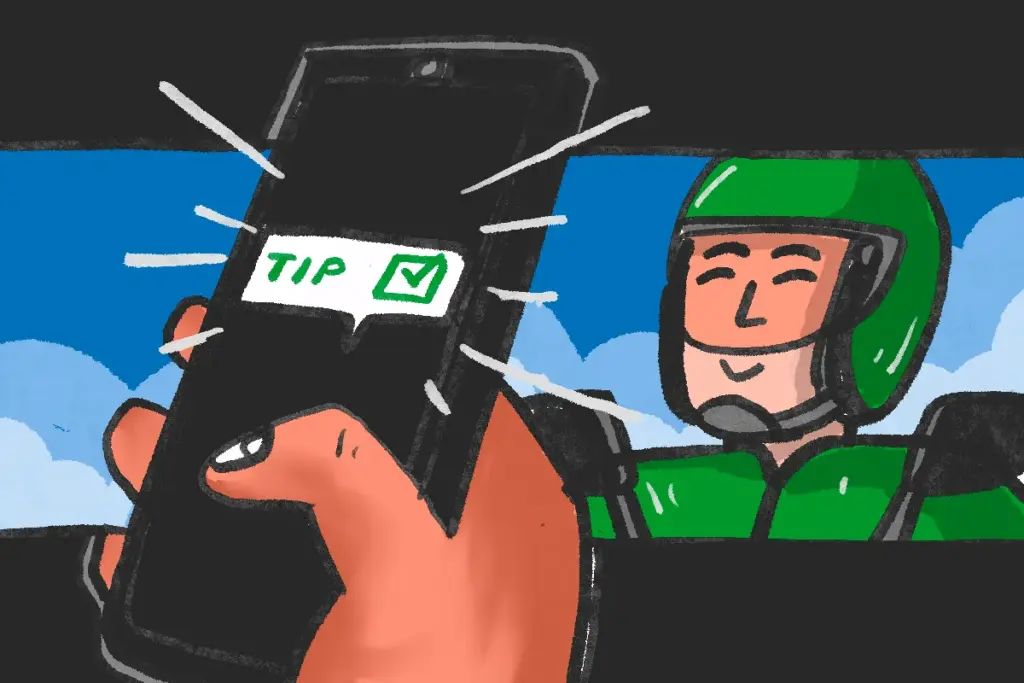 Beri tip ke driver ojol. MOJOK.CO