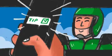 Beri tip ke driver ojol. MOJOK.CO