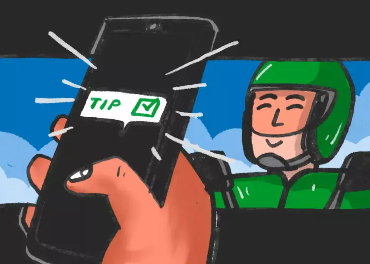 Beri tip ke driver ojol. MOJOK.CO