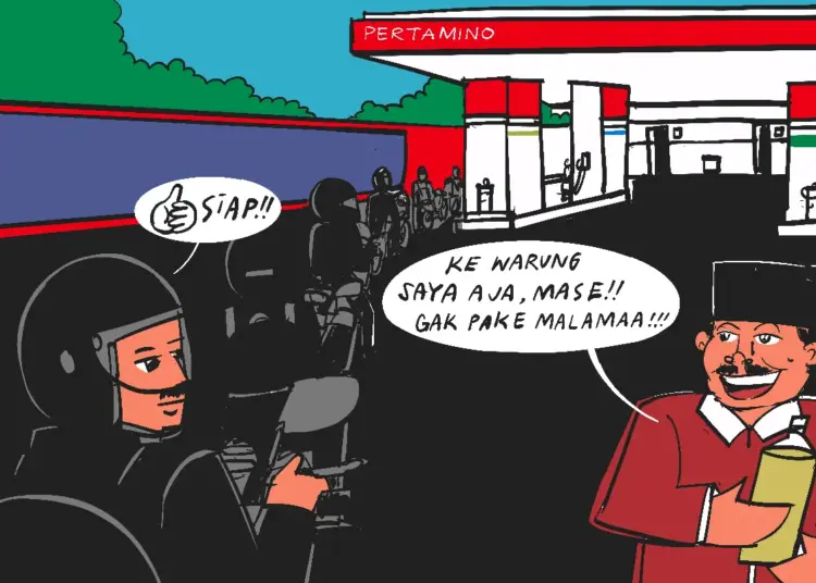 Pom mini warung madura kini jadi solusi di tengah antrean panjang SPBU yang tidak masuk akal MOJOK.CO