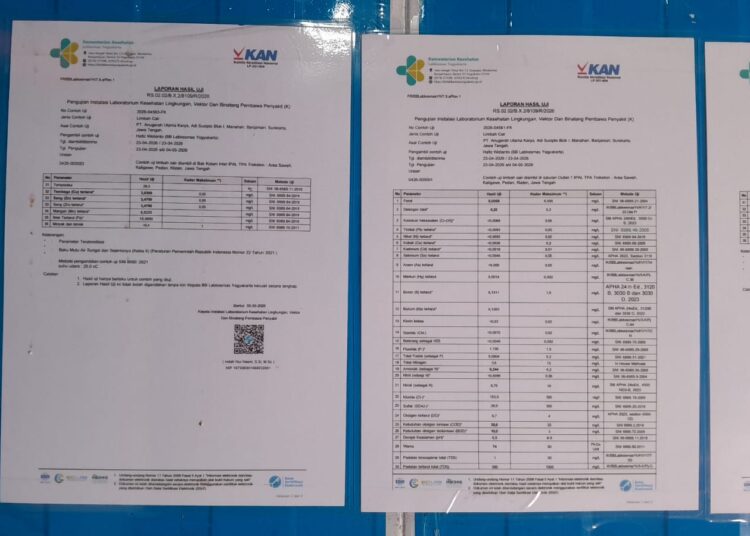 Hasil uji lab air dari PT AMAKA. MOJOK.CO