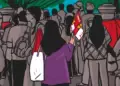 Lansia menjual aksesori kemerdekaan di Malioboro, Yogyakarta. MOJOK.CO