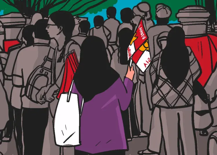 Lansia menjual aksesori kemerdekaan di Malioboro, Yogyakarta. MOJOK.CO