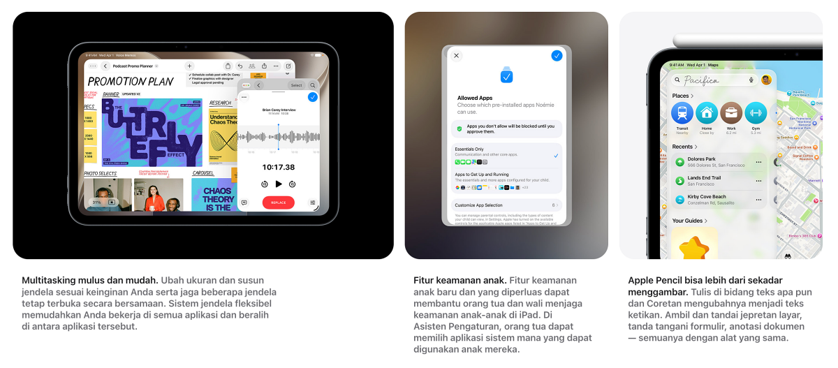 iPad Mini 2026 mendukung produktivitas tinggi, multi tasking, dan ramah anak