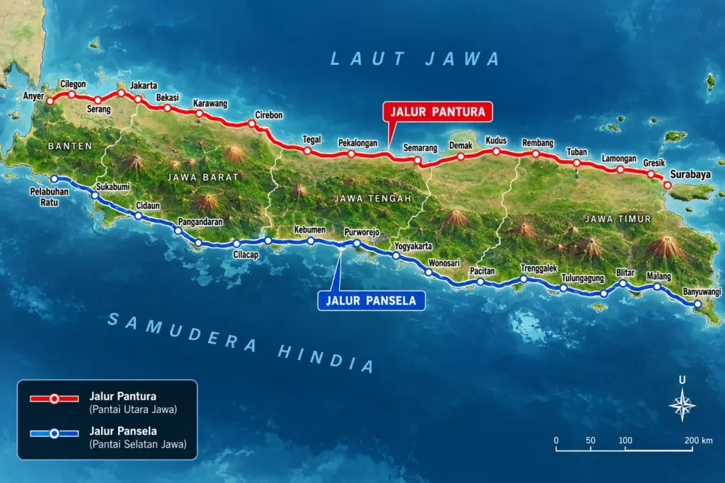 Jalur Pantura vs Jalur Pansela: Daftar Kota dan Karakter Jalan yang Dilewati