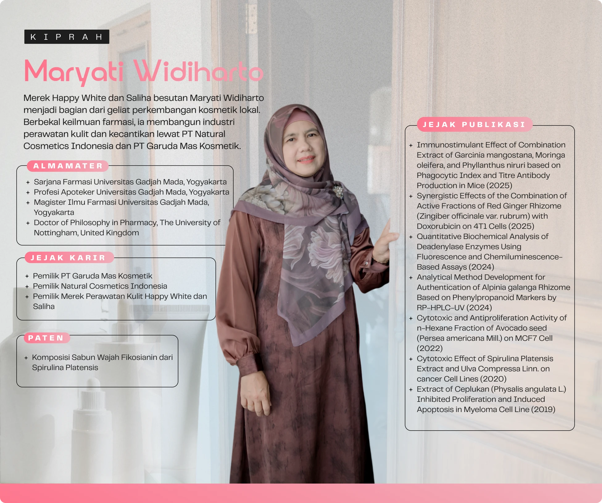 Maryati Widiharto, dosen Farmasi Universitas Muhammadiyah Surakarta (UMS) rintis bisnis pabrik kosmetik dari dapur rumah kontrakan, kini punya 40 karyawan hingga bisa beri beasiswa bagi mahasiswa baru kurang mampu MOJOK.CO